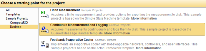 LabVIEW Data Logger Sample Project with Templates & Frameworks